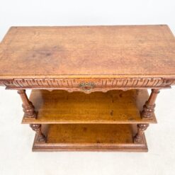 Ąžuolinė vieno stalčiaus konsolė su dviejomis lentynomis 48x100x93 cm