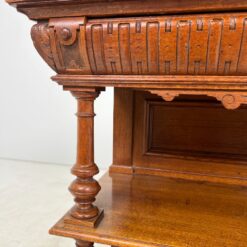 Ąžuolinė vieno stalčiaus konsolė su dviejomis lentynomis 48x100x93 cm