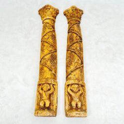 Senovinės medinės drožinėtos kolonų tipo sienos apdailos 2 vnt. kompl. 24x52x244 cm