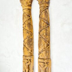 Senovinės medinės drožinėtos kolonų tipo sienos apdailos 2 vnt. kompl. 24x52x244 cm
