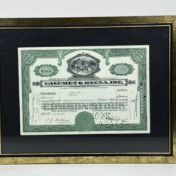 Calumet & Hecla, Inc. 15 vnt. akcijų sertifikatas medžio rėme 2×44,5×34,5 cm
