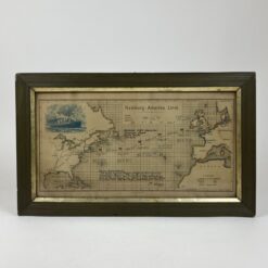 Hamburg - Amerika Linie 1901 m. žemėlapis mediniame rėme su stiklu 1,5x48,5x29,5 cm