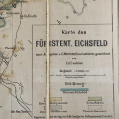 Eichsfeldo kunigaikštystės žemėlapis mediniame rėme su stiklu 1,5×50,5×48,5 cm