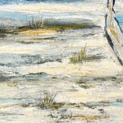 Ant faneros tapytas žiemos peizažas su trobele mediniame rėme 4x95x76 cm