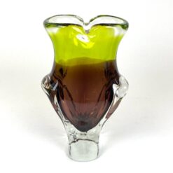 Vintažinė stiklinė žalsvo ir rudo atspalvių vaza 10x16x25,5 cm