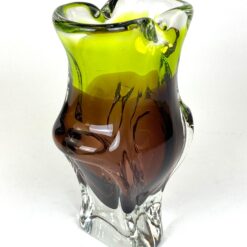 Vintažinė stiklinė žalsvo ir rudo atspalvių vaza 10x16x25,5 cm