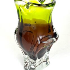 Vintažinė stiklinė žalsvo ir rudo atspalvių vaza 10x16x25,5 cm