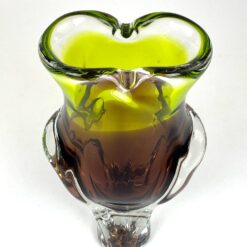 Vintažinė stiklinė žalsvo ir rudo atspalvių vaza 10x16x25,5 cm