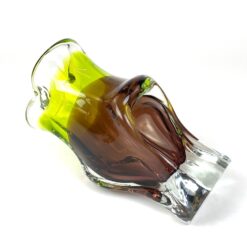 Vintažinė stiklinė žalsvo ir rudo atspalvių vaza 10x16x25,5 cm