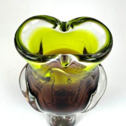 Vintažinė stiklinė žalsvo ir rudo atspalvių vaza 10x16x25,5 cm