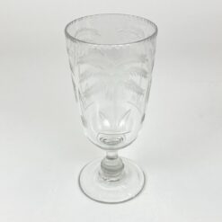 Senovinė angliška krištolinė vaza su palmių motyvais 10,5x10,5x23,5 cm