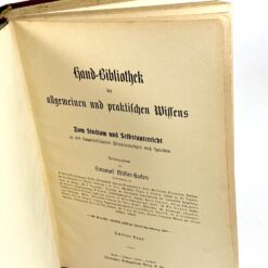 Emanuel Müller-Baden knyga vokiečių kalba “Hand-Bibliothek des allgemeinen und praktischen Wissens” 7×20,5×26,5 cm