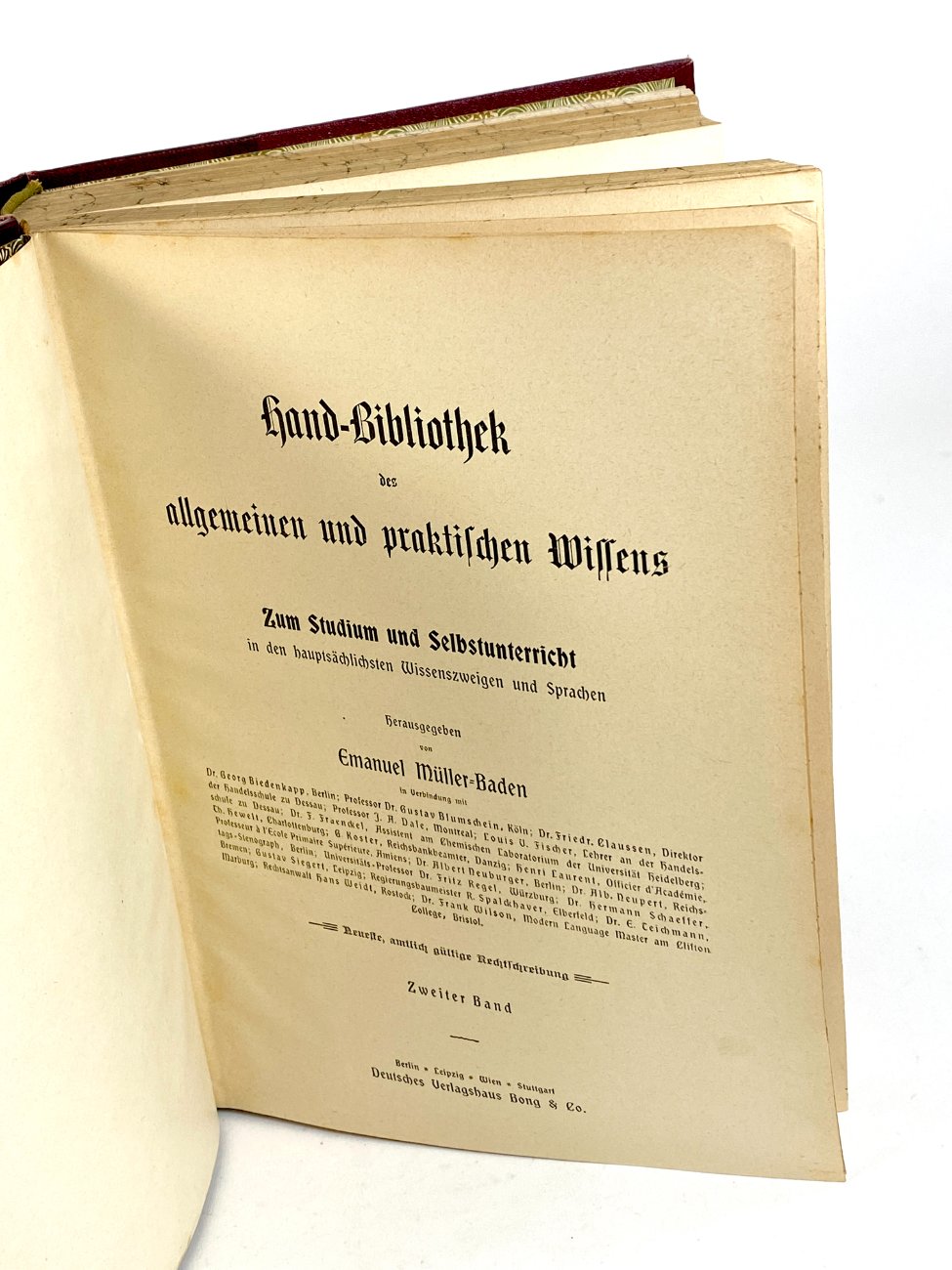 HN2086-knygos-6 Emanuel Müller-Baden knyga vokiečių kalba “Hand-Bibliothek des allgemeinen und praktischen Wissens” 7×20,5×26,5 cm