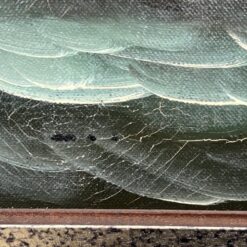 Aliejiniais dažais ant drobės tapytas paveikslas “Laivas audroje” su mediniu rėmu 6×114,5×54,5 cm