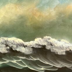 Aliejiniais dažais ant drobės tapytas paveikslas “Laivas audroje” su mediniu rėmu 6×114,5×54,5 cm