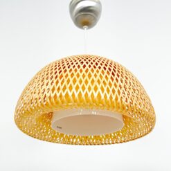 Pakabinamas IKEA BÖJA šviestuvas pintu bambukiniu gaubtu 45x45x37(+143) cm