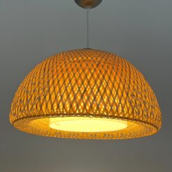 Pakabinamas IKEA BÖJA šviestuvas pintu bambukiniu gaubtu 45x45x37(+143) cm