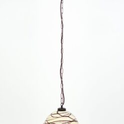 Žalvarinis pakabinamas šviestuvas plačiu stikliniu gaubtu 48x48x109 cm