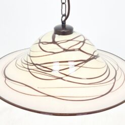 Žalvarinis pakabinamas šviestuvas plačiu stikliniu gaubtu 48x48x109 cm