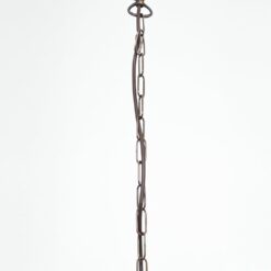 Žalvarinis pakabinamas šviestuvas plačiu stikliniu gaubtu 48x48x109 cm