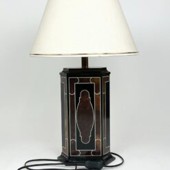 Stalinis plastikinis šviestuvas šviesiu tekstilės gaubtu 38x38x58 cm