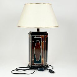 Stalinis plastikinis šviestuvas šviesiu tekstilės gaubtu 38x38x58 cm