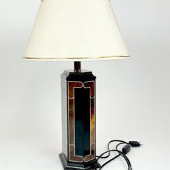 Stalinis plastikinis šviestuvas šviesiu tekstilės gaubtu 38x38x58 cm