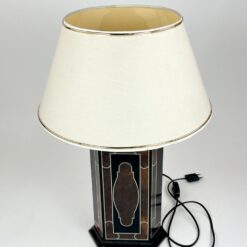 Stalinis plastikinis šviestuvas šviesiu tekstilės gaubtu 38x38x58 cm