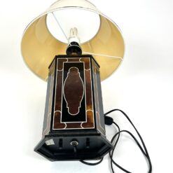 Stalinis plastikinis šviestuvas šviesiu tekstilės gaubtu 38x38x58 cm