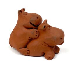 Molinė dviejų begemotų statulėlė 9x4,5x6,5 cm