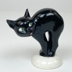 Porcelianinė Goebel juodo katino statula Pretzel Cat 5,5x10x10,5 cm