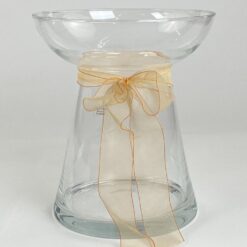 Stiklinė rankų darbo vaza su kaspinu 21x21x24 cm