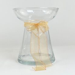 Stiklinė rankų darbo vaza su kaspinu 21x21x24 cm