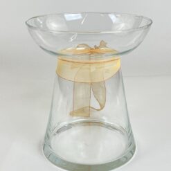 Stiklinė rankų darbo vaza su kaspinu 21x21x24 cm