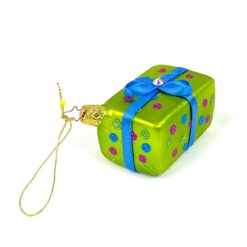 Stiklinis kalėdinis žaisliukas "Dovana" 4,5x5x8,5 cm