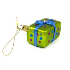 Stiklinis kalėdinis žaisliukas “Dovana” 4,5x5x8,5 cm