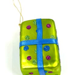 Stiklinis kalėdinis žaisliukas “Dovana” 4,5x5x8,5 cm