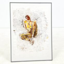 Ant popieriaus guašu abstrakčiai nutapytas žmogaus kūnas plastikiniame rėme su stiklu 2x50,5x70,5 cm