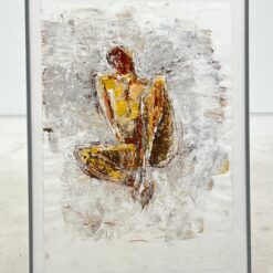 Ant popieriaus guašu abstrakčiai nutapytas žmogaus kūnas plastikiniame rėme su stiklu 2×50,5×70,5 cm