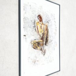 Ant popieriaus guašu abstrakčiai nutapytas žmogaus kūnas plastikiniame rėme su stiklu 2×50,5×70,5 cm