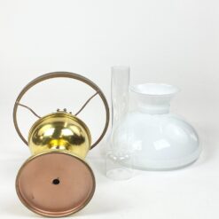 Žalvarinė žibalinė lempa stikliniu gaubtu 22x22x41 cm