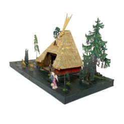 Prakartėlė su alavinėmis figūromis ant medinio pagrindo 15x32x18,5 cm