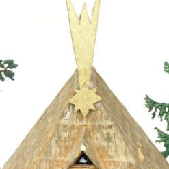 Prakartėlė su alavinėmis figūromis ant medinio pagrindo 15x32x18,5 cm