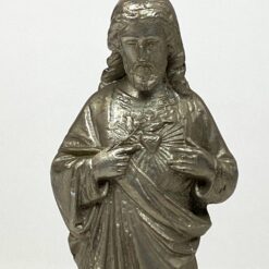 Metalinė Jėzaus Kristaus statula ant medinio postamento 5x5x15,5 cm