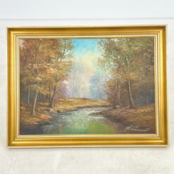 Aliejiniais dažais ant drobės tapytas rudens peizažas mediniame rėme 4x81x61 cm