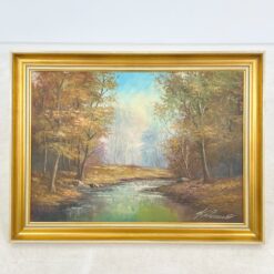 Aliejiniais dažais ant drobės tapytas rudens peizažas mediniame rėme 4x81x61 cm