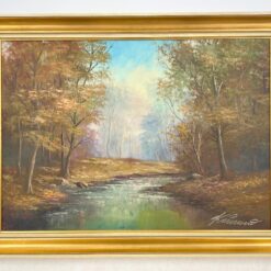 Aliejiniais dažais ant drobės tapytas rudens peizažas mediniame rėme 4x81x61 cm