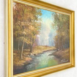 Aliejiniais dažais ant drobės tapytas rudens peizažas mediniame rėme 4x81x61 cm