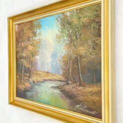 Aliejiniais dažais ant drobės tapytas rudens peizažas mediniame rėme 4x81x61 cm