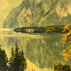 Edward Theodore Compton 1914 m. darbo “Der Königssee” printas mediniame rėme 6x99x73,5 cm